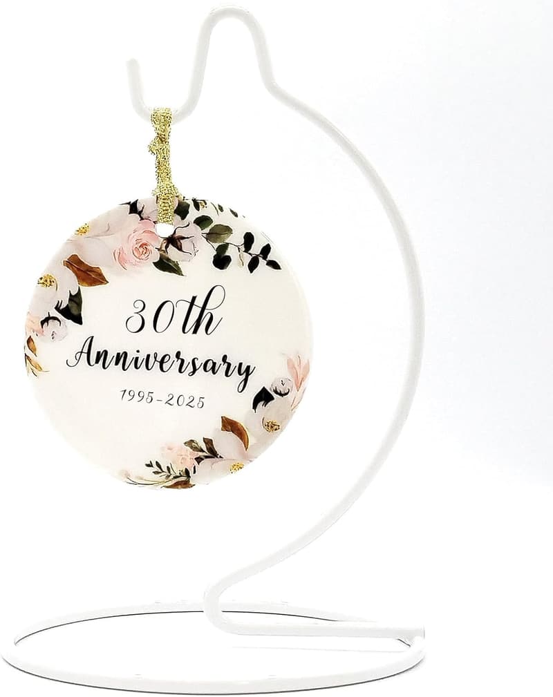 30th Anniversary Ornament with Embossed Lettering for Couples