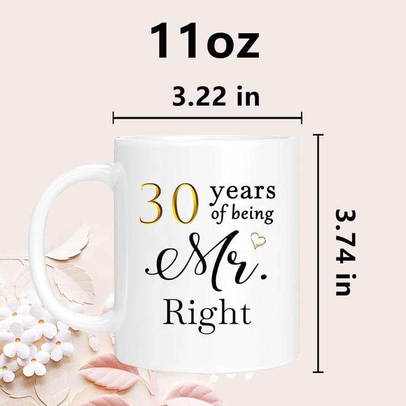 30th Anniversary Coffee Mugs Set of 2 for Couples, 11oz