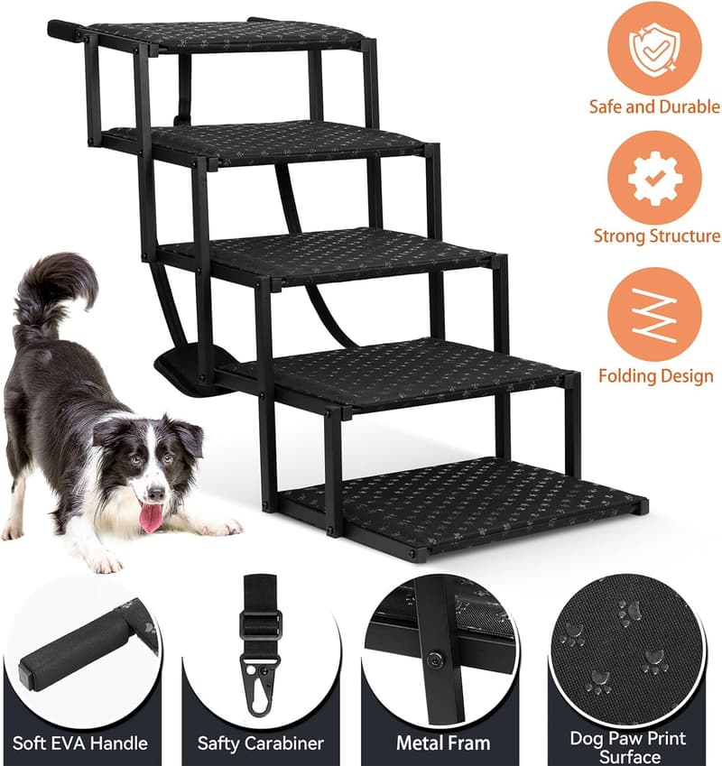 Foldable Dog Stairs for Cars - Non-Slip Ramp for Large Dogs