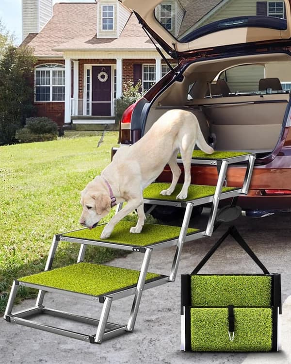Portable 4-Step Dog Car Ramp for Large Dogs, Max 200lbs