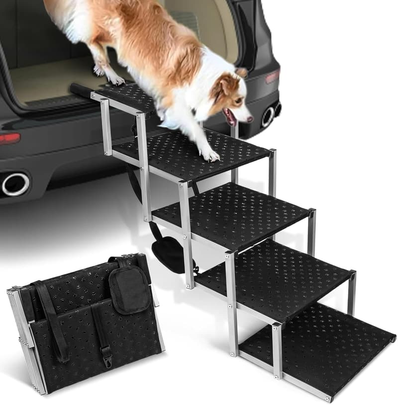 Lightweight 5-Step Dog Stairs for Cars - Supports Up to 200 lb