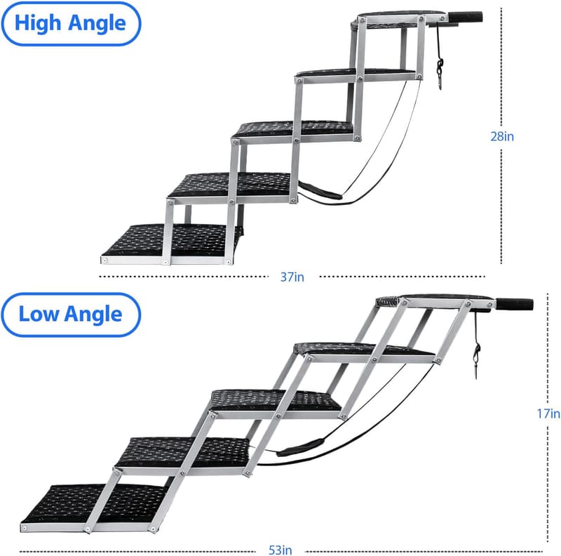 Lightweight 5-Step Dog Stairs for Cars - Supports Up to 200 lb