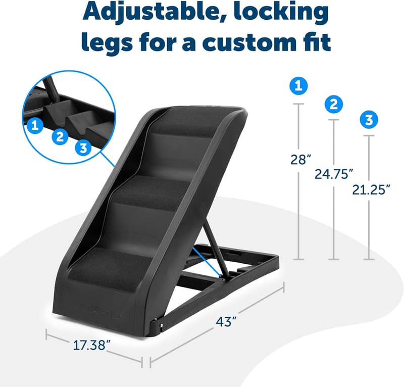 Foldable Dog Steps for Cars & SUVs - Adjustable 3 Heights