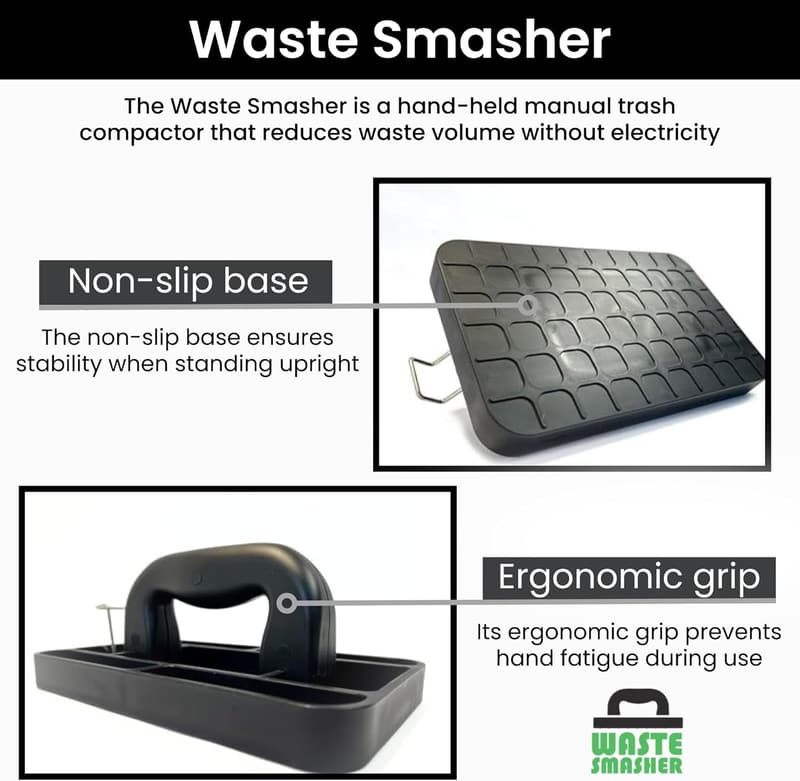 Hand-Held Trash Compactor Tool - Space-Saving Design