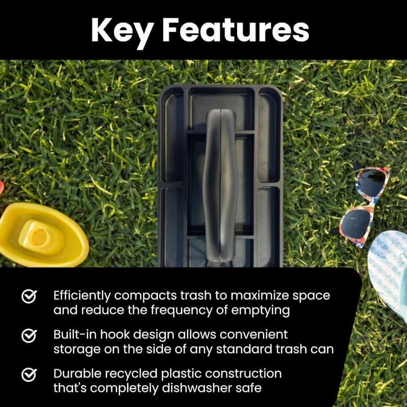 Hand-Held Trash Compactor Tool - Space-Saving Design