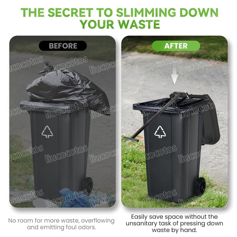 Manual Trash Can Compactor for Kitchen Waste - Adjustable Height
