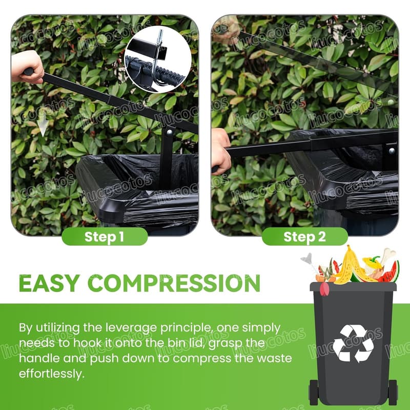 Manual Trash Can Compactor for Kitchen Waste - Adjustable Height