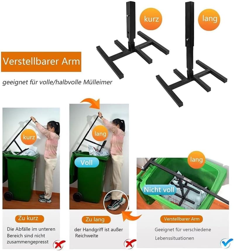 Manual Trash Compactor for 120-660L Wheelie Bins
