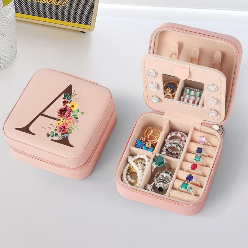 Personalized Pink Travel Jewelry Case – Women's Birthday Gift