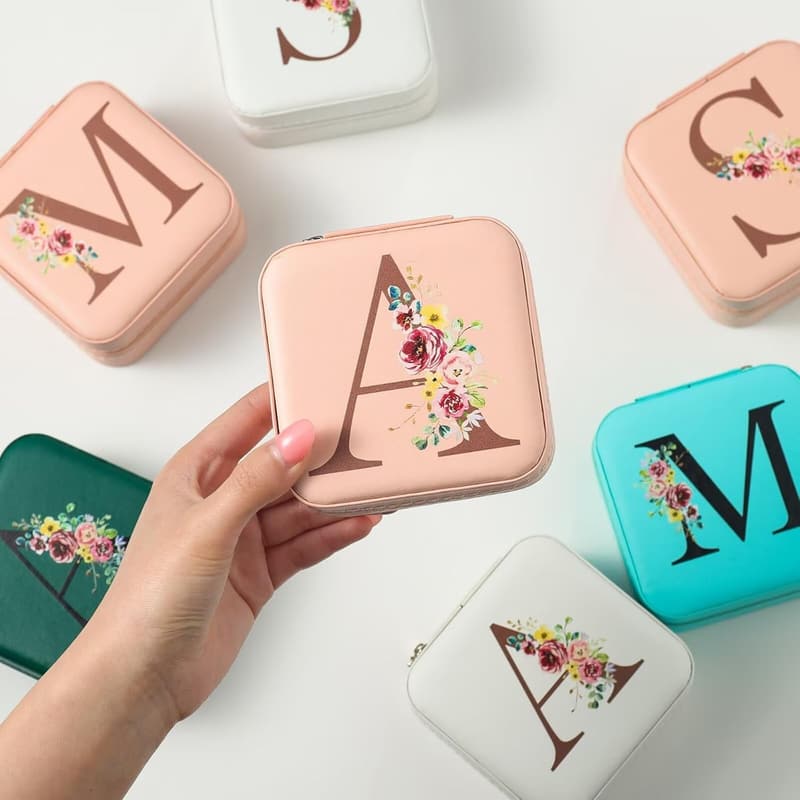 Personalized Pink Travel Jewelry Case – Women's Birthday Gift