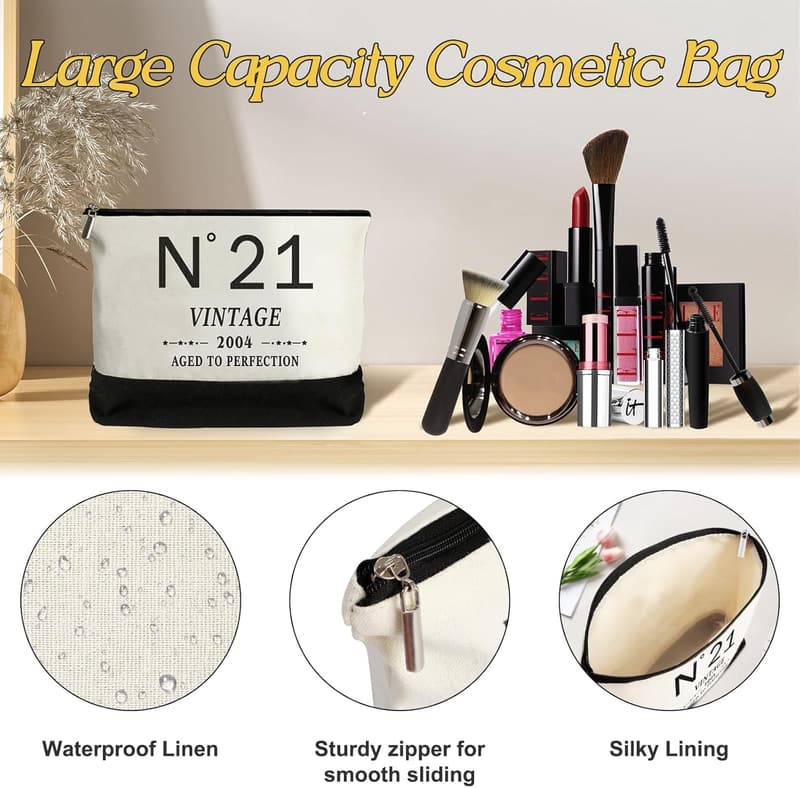 21st Birthday Canvas Tote Bag for Her - Vintage N°21 Design