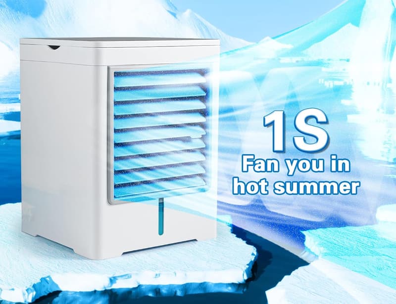 Portable Air Conditioner Fan with 3 Speeds & Timers