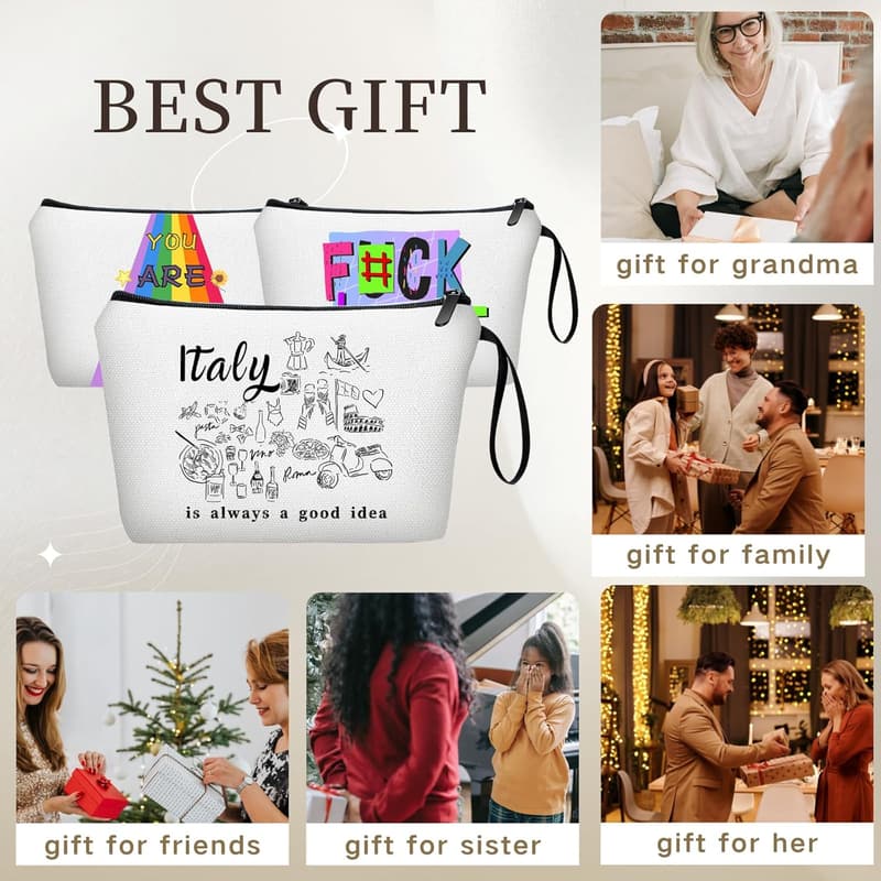 Birthday Gift - Small Cosmetic Makeup Bag with Mirror for Women