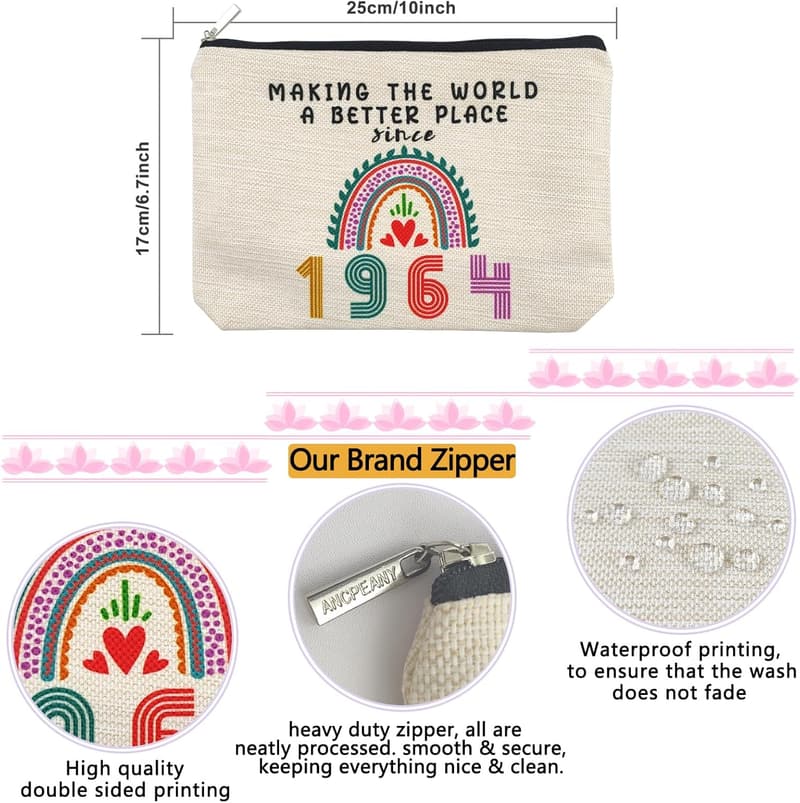 61st Birthday Makeup Bag for Women - Funny 1964 Gift