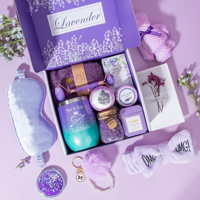 Lavender Self-Care Gift Set for Women - Unique Birthday Basket