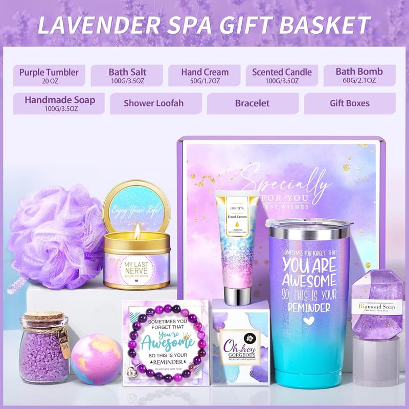 Lavender Care Package for Women - 9pcs Get Well Soon Gift Set