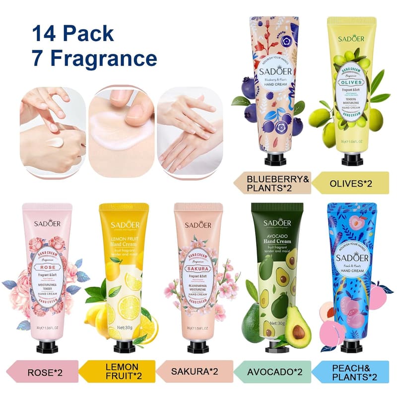 Natural Plant Fragrance Hand Cream Set for Women - 14 Pack