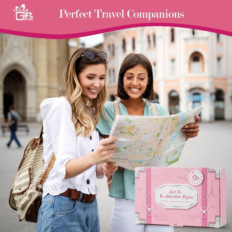 Pink Travel Gift Set for Women - Makeup Bags, Bottles & Pillow