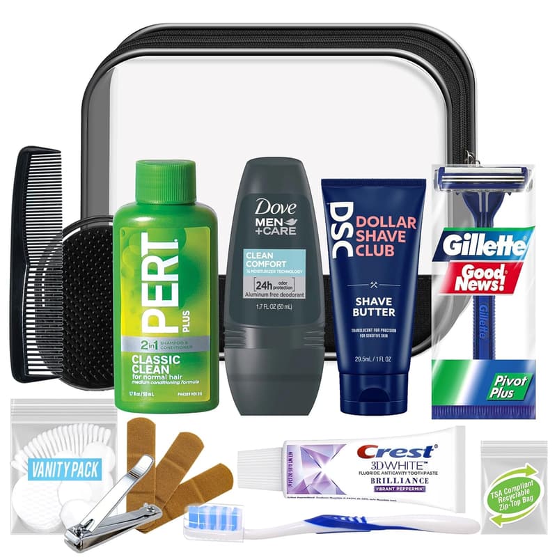 Men's Travel Convenience Kit - 16-Piece TSA Compliant Essentials