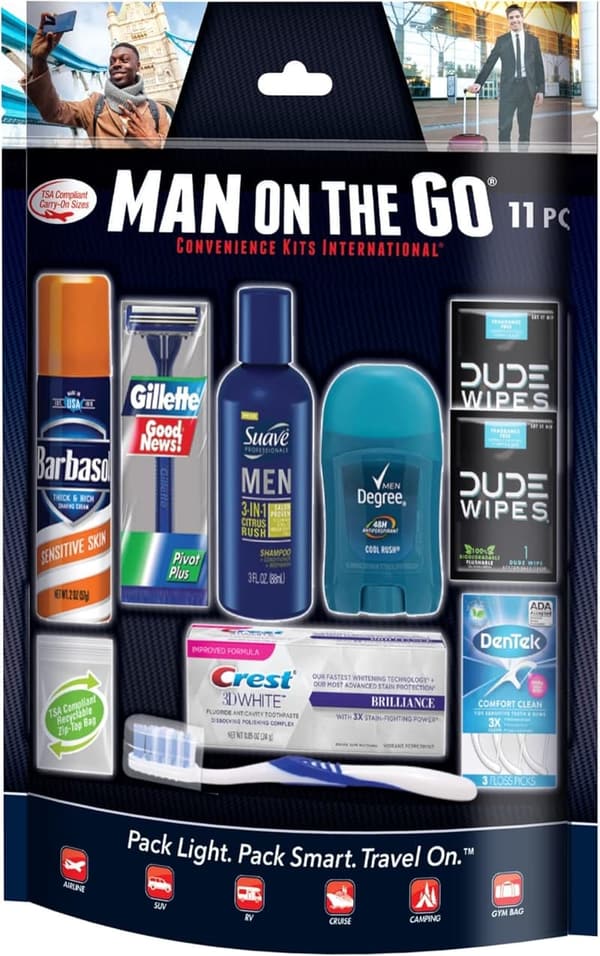 Men's Travel Grooming Essentials Kit - 11 Piece Blue Set