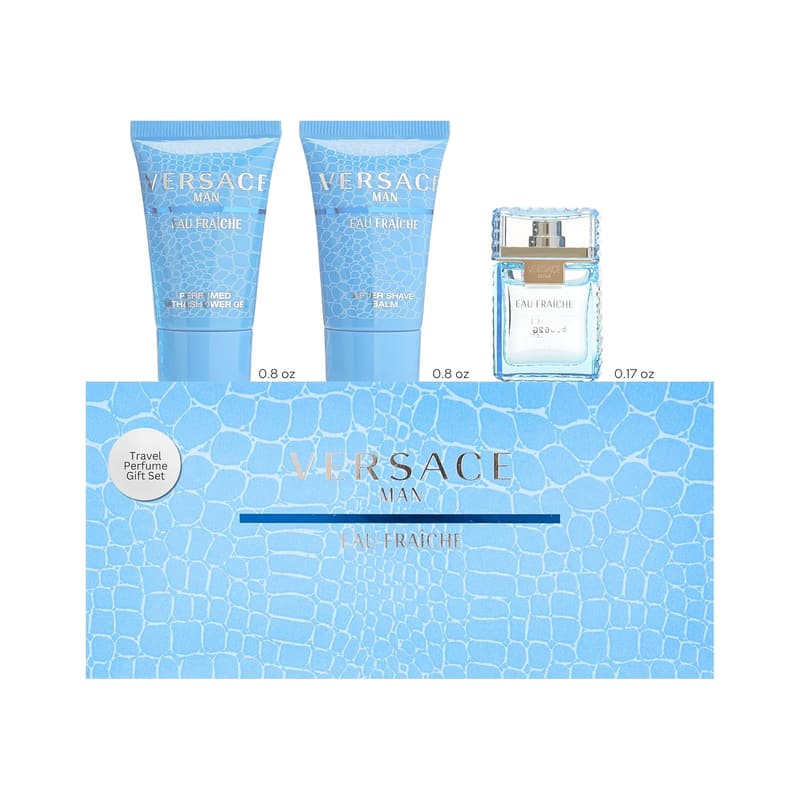 Versace Man Eau Fraiche Gift Set for Men - Mini EDT & Grooming Essentials