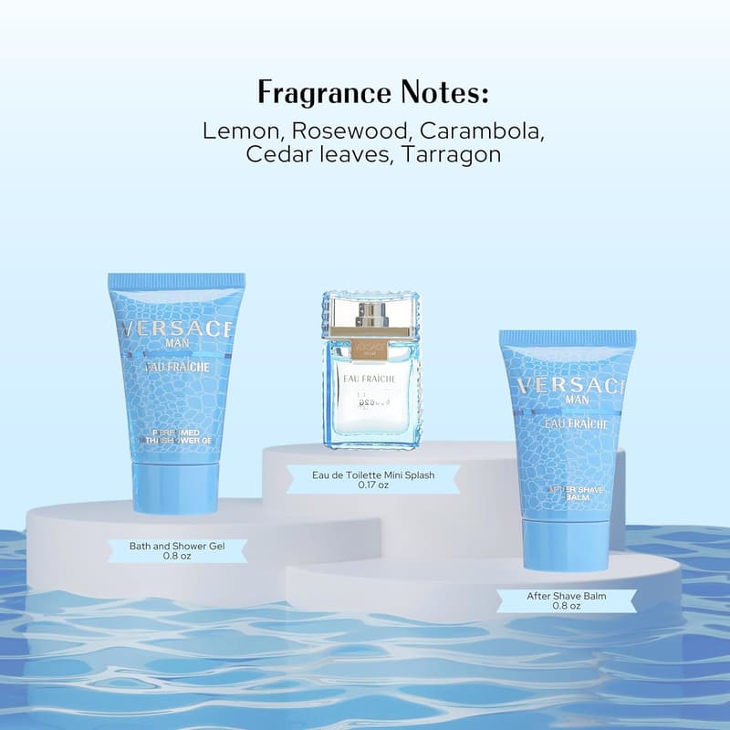 Versace Man Eau Fraiche Gift Set for Men - Mini EDT & Grooming Essentials