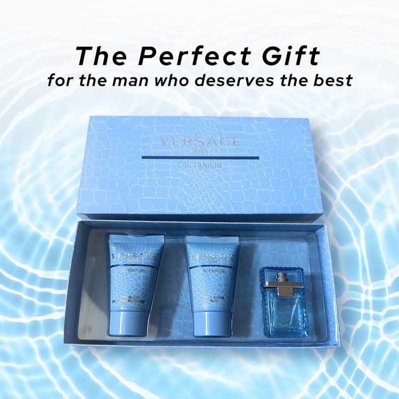 Versace Man Eau Fraiche Gift Set for Men - Mini EDT & Grooming Essentials