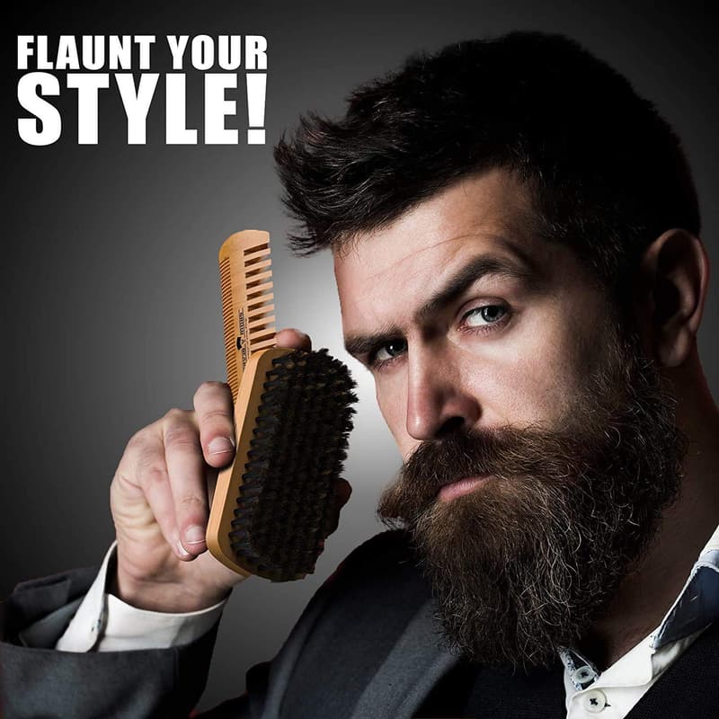 Men's Grooming Kit: Beard Brush, Comb, Oil & Balm Set