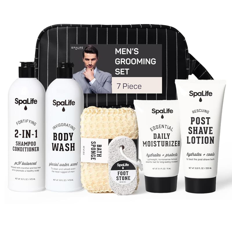 Men's Grooming Gift Set - 7-Piece Bath and Body Essentials