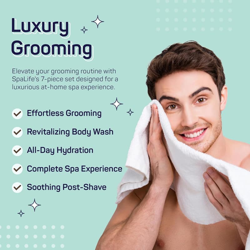 Men's Grooming Gift Set - 7-Piece Bath and Body Essentials