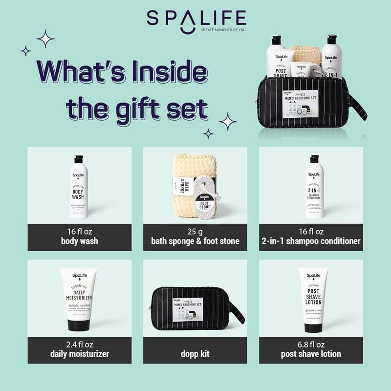 Men's Grooming Gift Set - 7-Piece Bath and Body Essentials
