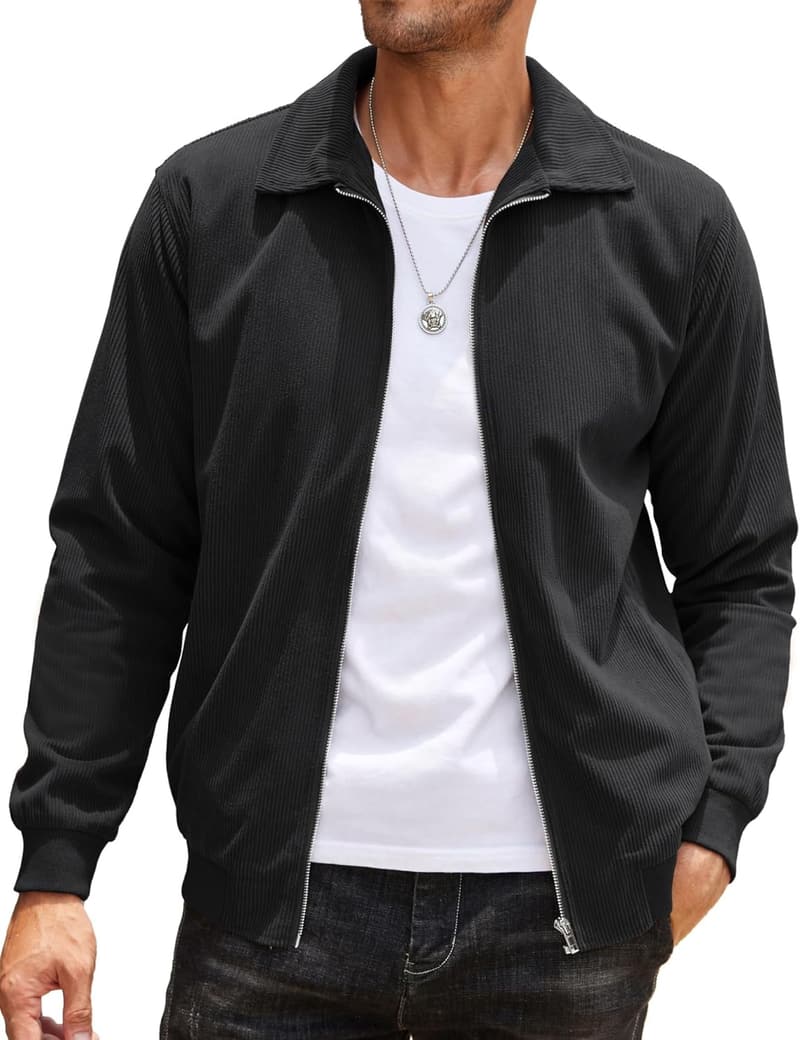 Lightweight Vintage Corduroy Bomber Jacket for Men