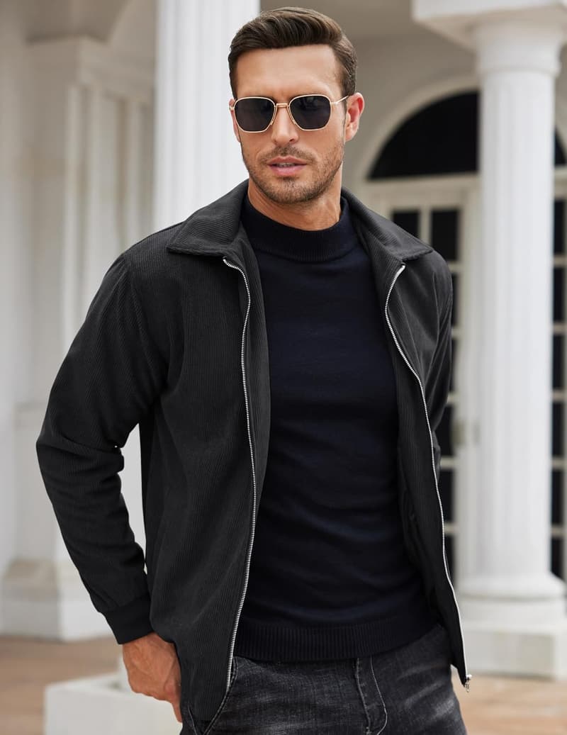 Lightweight Vintage Corduroy Bomber Jacket for Men
