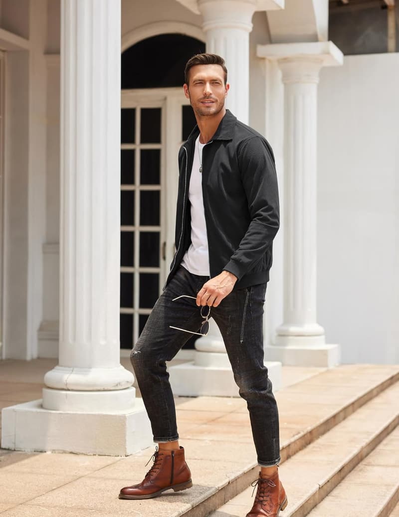 Lightweight Vintage Corduroy Bomber Jacket for Men
