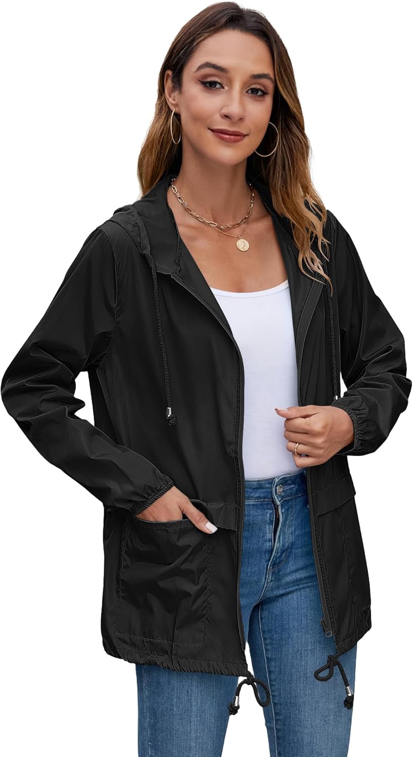 Lightweight Women's Waterproof Packable Raincoat Jacket