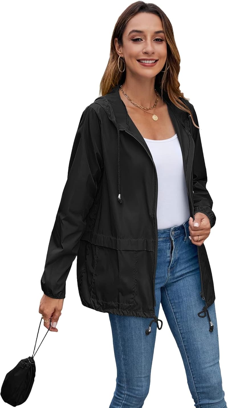 Lightweight Women's Waterproof Packable Raincoat Jacket