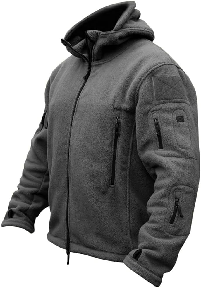 Men's Tactical Fleece Hoodie Jacket for Sports and Outdoor Use
