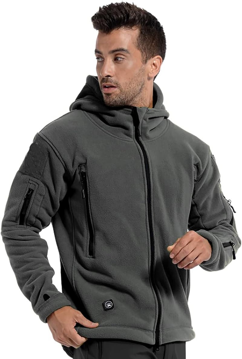 Men's Tactical Fleece Hoodie Jacket for Sports and Outdoor Use