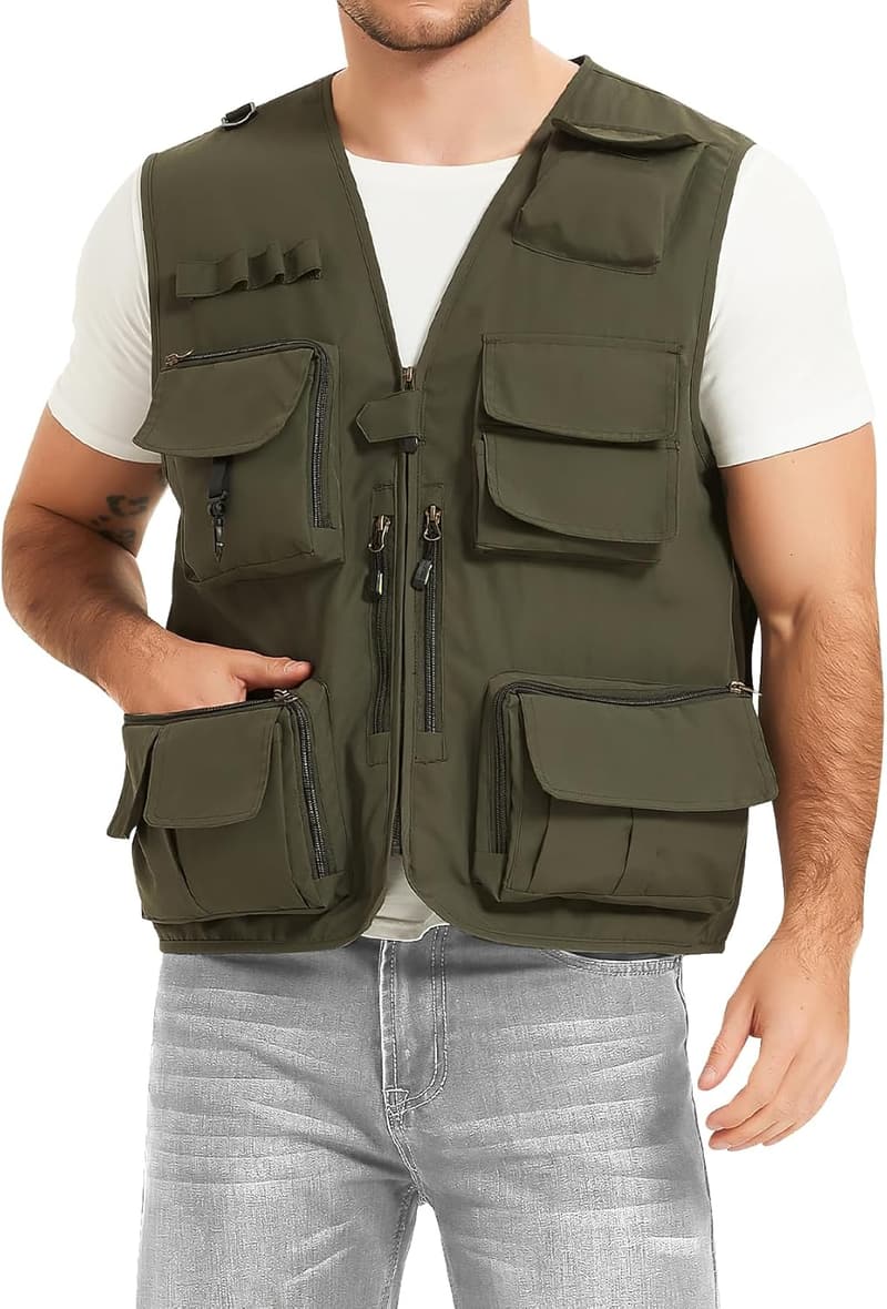 Men's Utility Fishing Vest with Pockets for Outdoor Activities