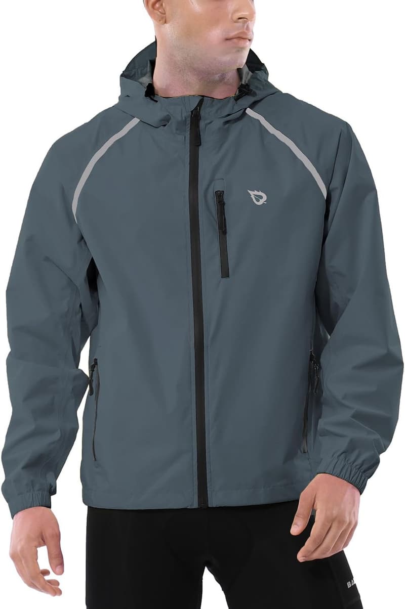 Men's Waterproof Reflective Rain Jacket for Outdoor Activities