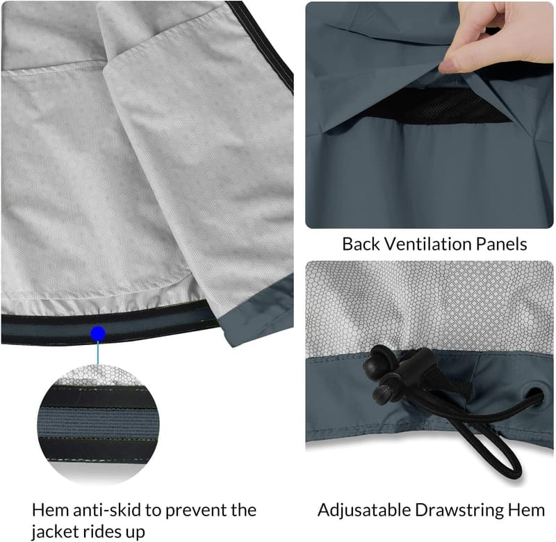 Men's Waterproof Reflective Rain Jacket for Outdoor Activities
