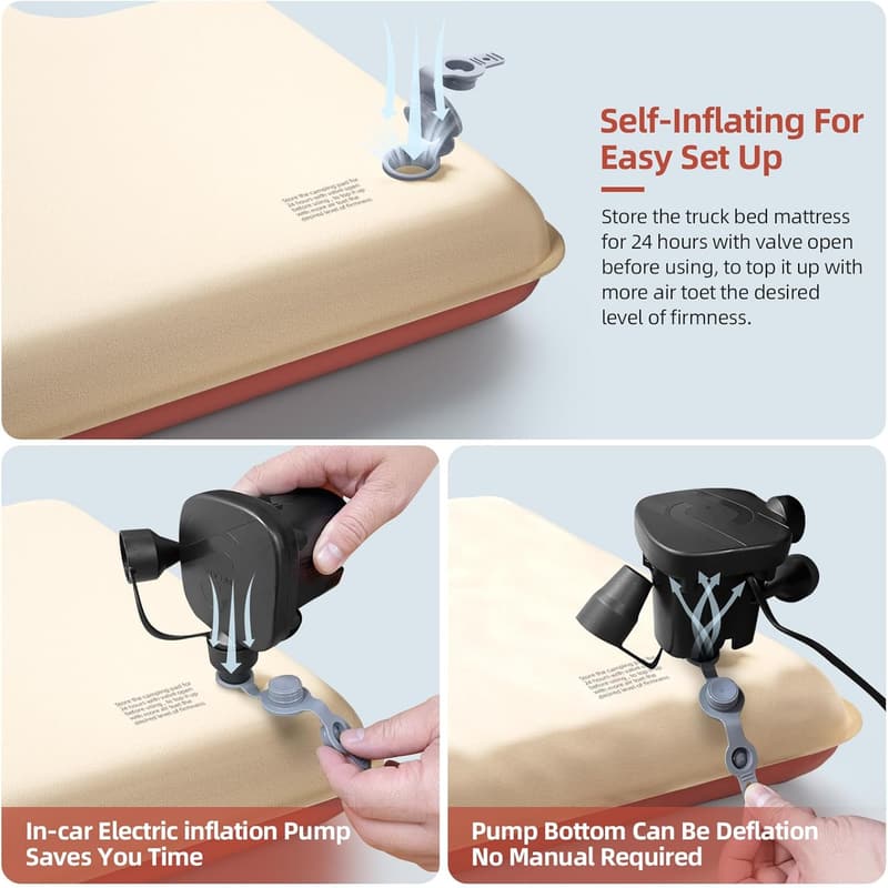 Self-Inflating Truck Bed Mattress for Camping - Full Size