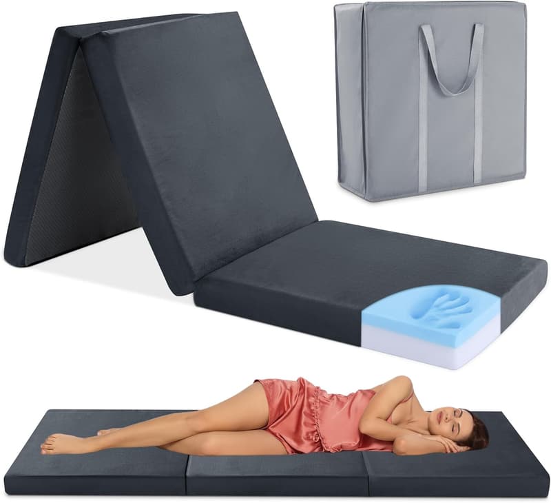 Portable Waterproof Tri-Folding Memory Foam Camping Mattress