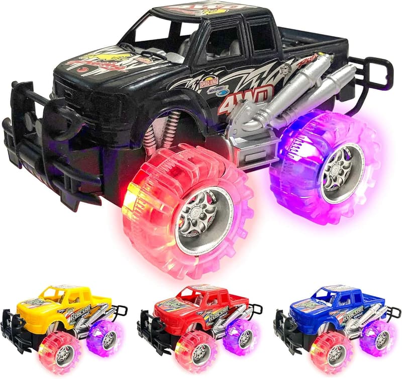 Light-Up Monster Truck Toy Set for Kids, 4-Pack