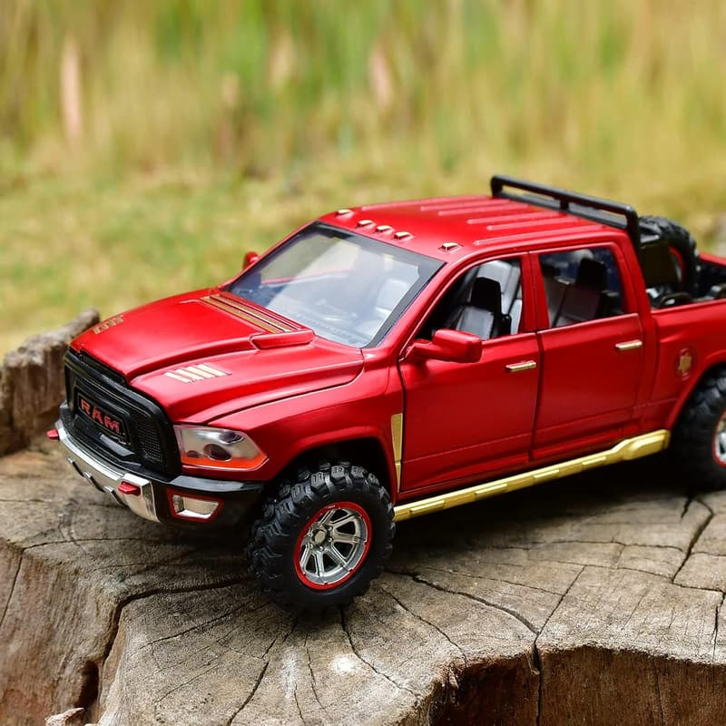 Diecast Metal RAM 1500 Pickup Truck Toy with Lights & Sound for Kids