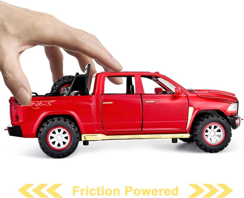 Diecast Metal RAM 1500 Pickup Truck Toy with Lights & Sound for Kids