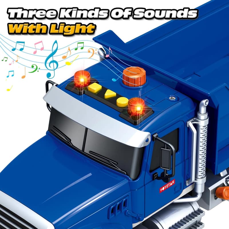 Large Blue Dump Truck Toy with Lights & Sounds for Kids