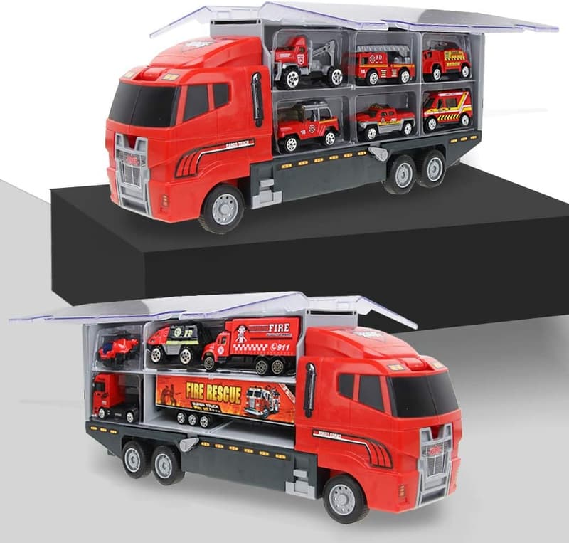 Fire Truck Toy Set with Die-cast Cars for Kids 3-6 Years