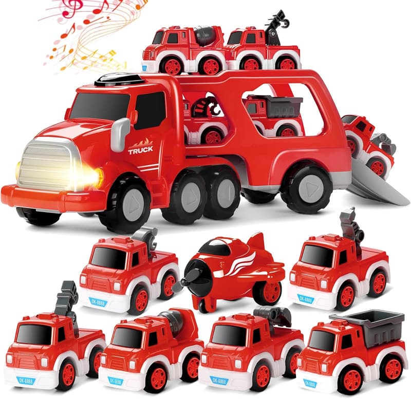 Fire Truck Toy Vehicle Set - 8-in-1 for Toddlers (Ages 3-7)