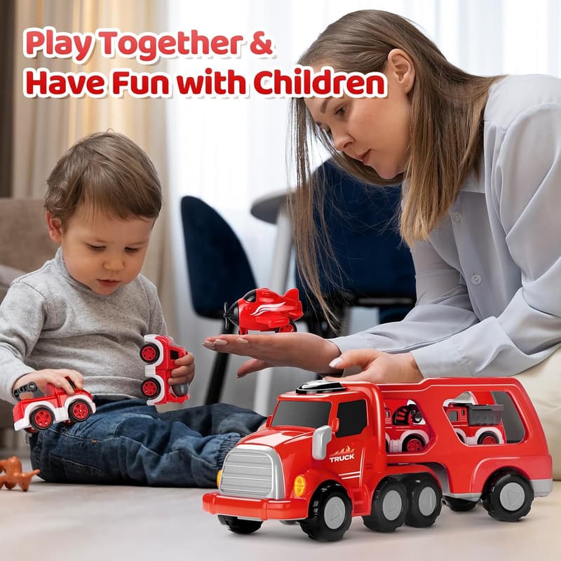 Fire Truck Toy Vehicle Set - 8-in-1 for Toddlers (Ages 3-7)